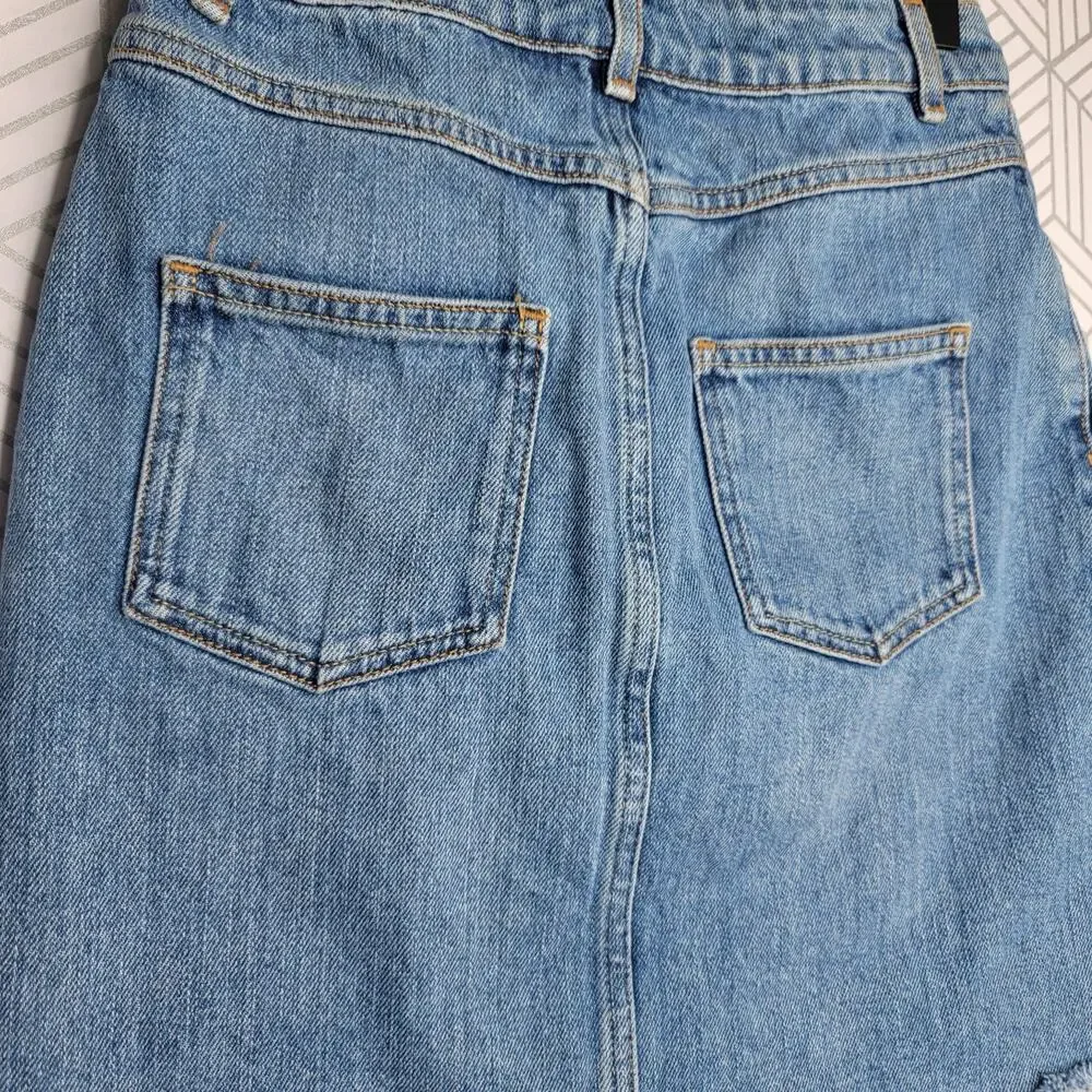 ASOS High Waisted Blue Jean Pelmet Skirt Sz 0 - Picture 3 of 8
